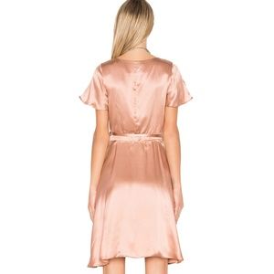 rose gold satin wrap dress